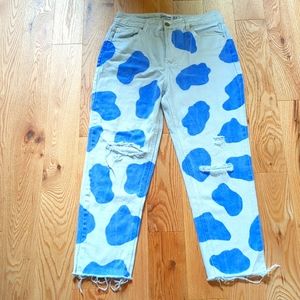 Refuge Denim. Women's Cropped Mom Patterned Jeans. Size 7